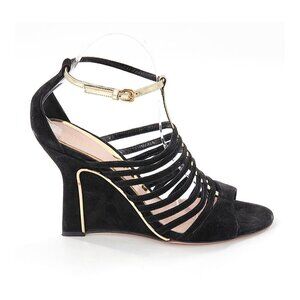 SEBASTIAN MILANO Strappy Gold Trim Wedge Sandals NEW